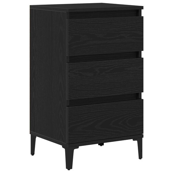 vidaXL Bedside Cabinet Black Oak 40x35x70 cm Engineered Wood