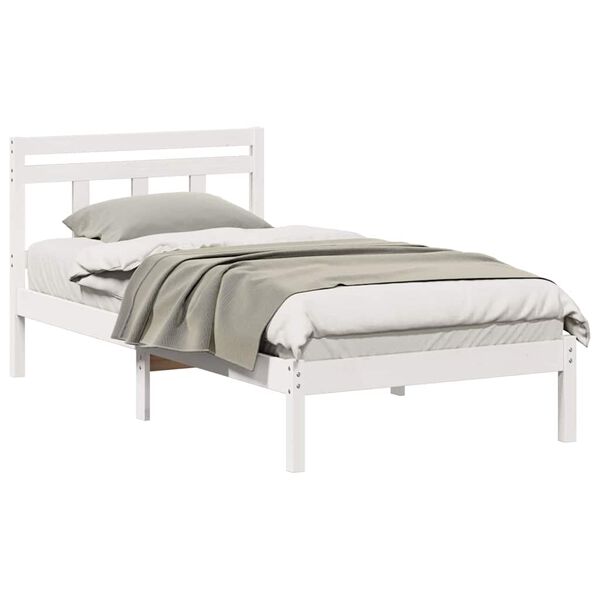 vidaXL Bed Frame White 75 x 190 cm Solid Pine Wood