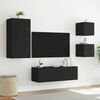 vidaXL 4 Piece TV Wall Cabinets with LED Lights Black