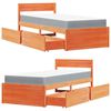 vidaXL Bed with Drawers and Mattress Wax Brown 90x200 cm Solid Wood Pine