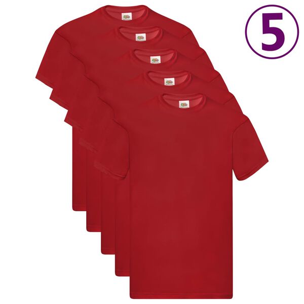 Fruit of the Loom Original T-shirts 5 pcs Red M Cotton