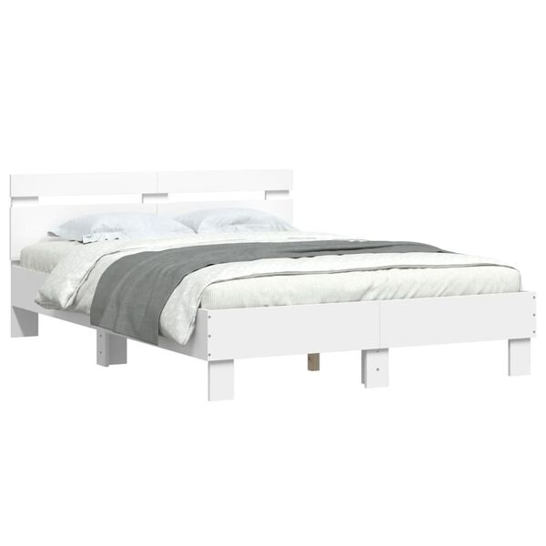 vidaXL Bed Frame with LED without Mattress White 120x190 cm Small Double