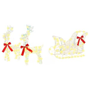 vidaXL Reindeer Pull Sleigh 160 LEDs Warm White 30 x 12 x 54.5 cm PET