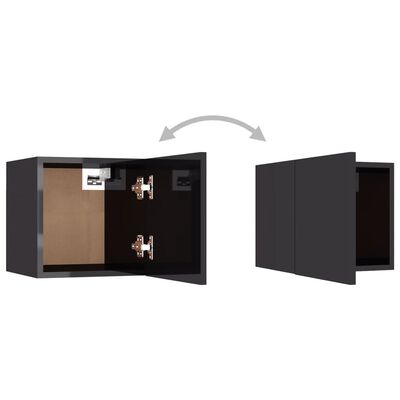 vidaXL Wall Mounted TV Cabinets 4 pcs High Gloss Grey 30.5x30x30 cm