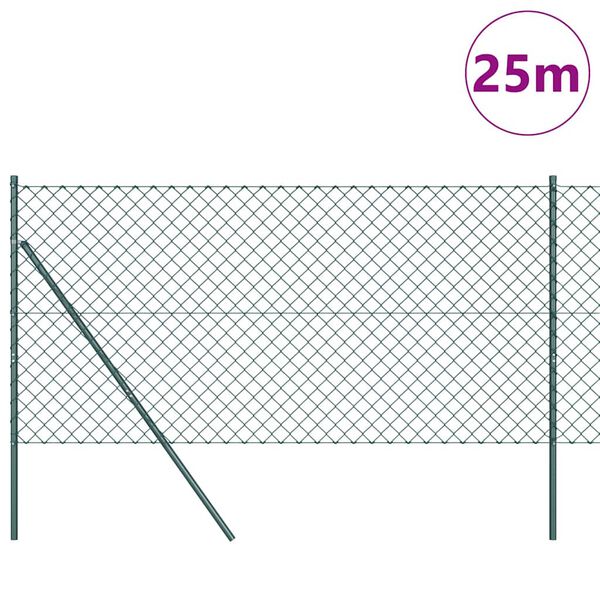 vidaXL Fence Post Green 1 x 25 m (60 x 60 mm mesh) Steel