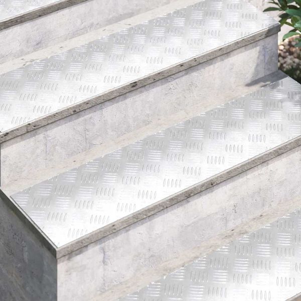 vidaXL Stair Tread Rectangular 2 pcs Silver 100 x 25 cm Aluminium