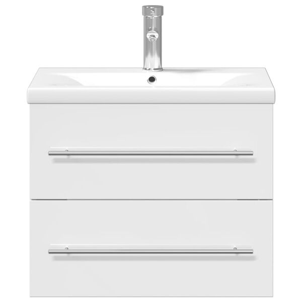 vidaXL Bathroom Sink Cabinet with Built-in Basin High Gloss White