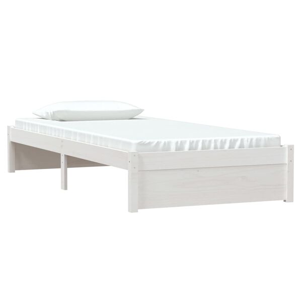 vidaXL Bed Frame without Mattress White Solid Wood 90x200 cm
