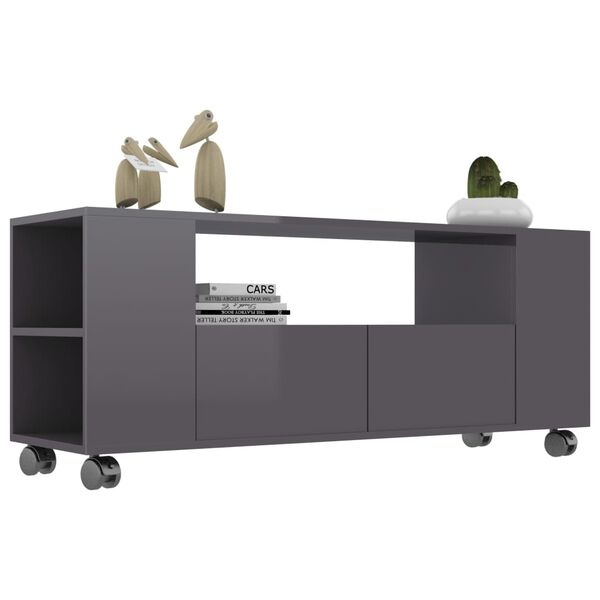 vidaXL TV Cabinet High Gloss Grey 120x35x48 cm Engineered Wood