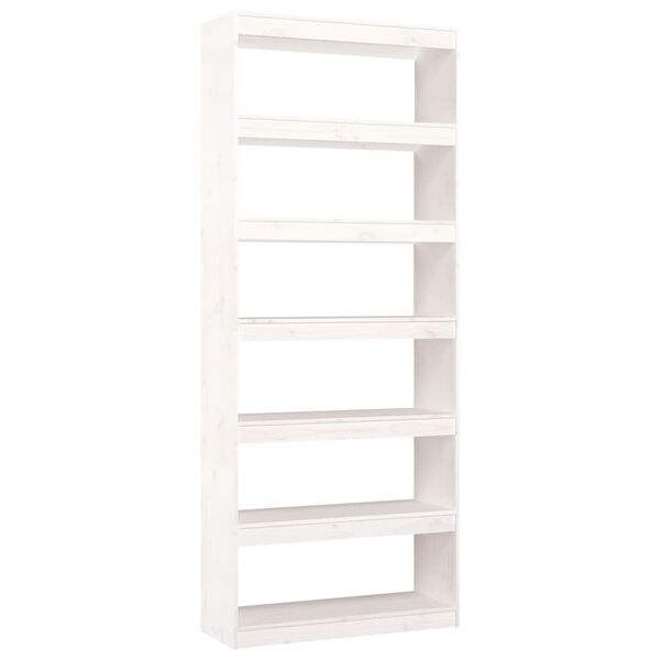 vidaXL Book Cabinet/Room Divider White 80x30x199.5 cm Solid Wood Pine