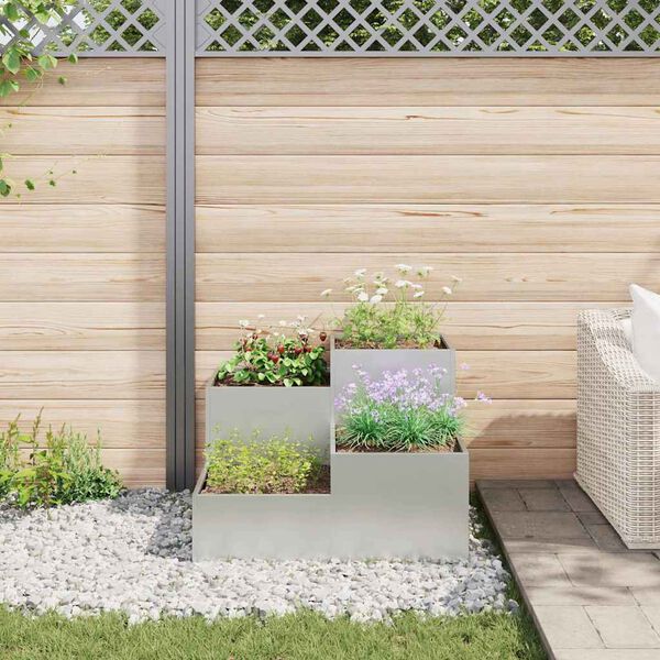 vidaXL Garden Planter Silver 80 x 80 x 60 cm Galvanised steel