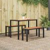 vidaXL Garden Dining Set with Cushion 3 pcs Brown Steel