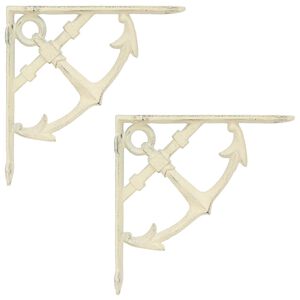vidaXL Wall Shelf Brackets 2 pcs Antique White 10 x 10 x 3 cm Steel