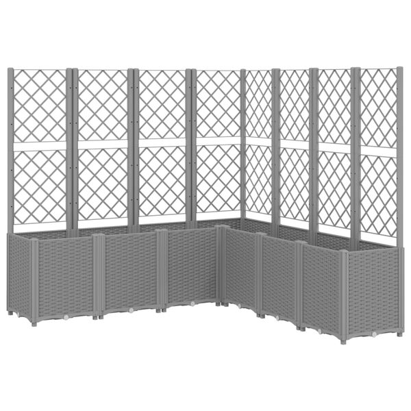 vidaXL Garden Planter with Trellis Light Grey 160x160x140 cm PP
