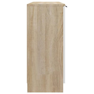 vidaXL Sideboard White and Sonoma Oak 90.5x30x70 cm Engineered Wood
