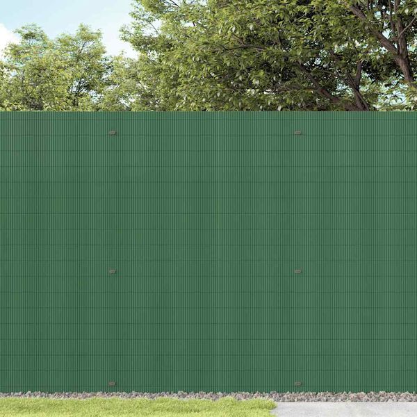 vidaXL Garden Fence Double-Sided Green 1.8x5 m PVC