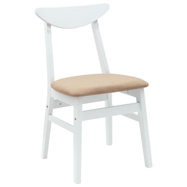 vidaXL Dining Chairs 2 pcs White 42 x 47.5 x 81 cm Solid Rubber Wood