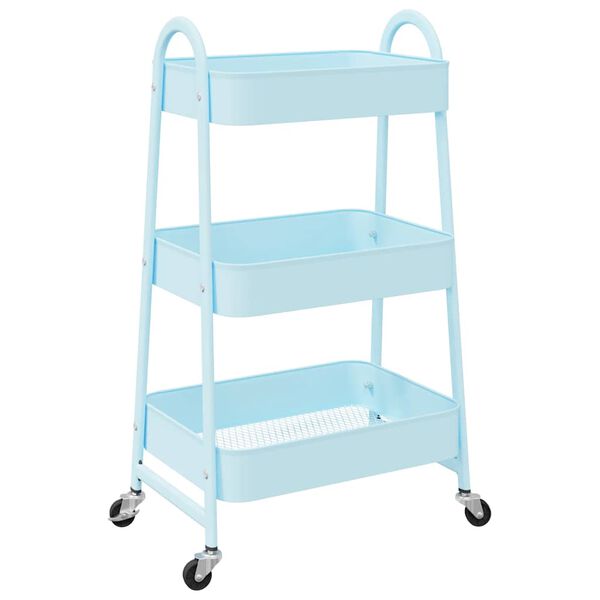 vidaXL Storage Trolley 3-Tier Blue 42x41.5x77 cm Steel