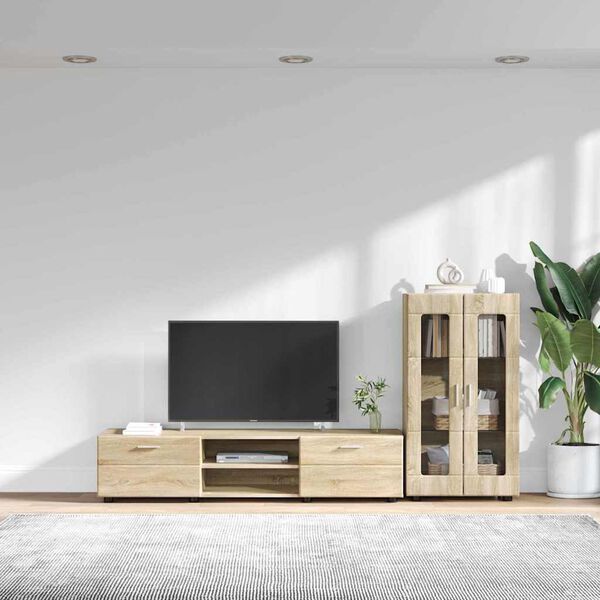 vidaXL TV Cabinet Set with Drawer with Door Sonoma Oak Engineered Wood