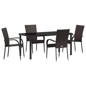 vidaXL Garden Dining Set 5 pcs Brown Powder-Coated Steel