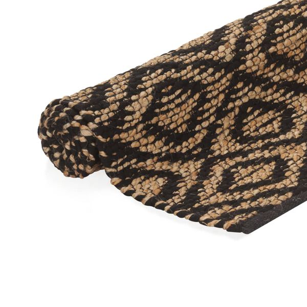 vidaXL Hand-Woven Jute Area Rug Fabric 120x180 cm Natural and Black