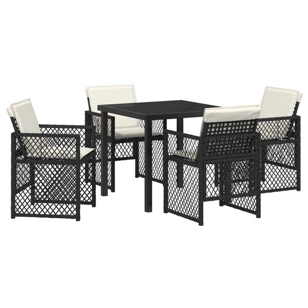 vidaXL Garden Dining Set 5 pcs Black Poly Rattan