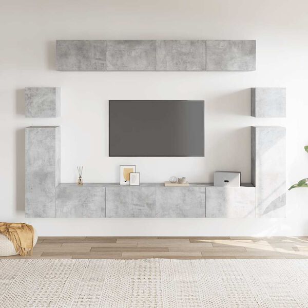 vidaXL 8 Piece TV Cabinet Set Concrete Grey Engineered Wood