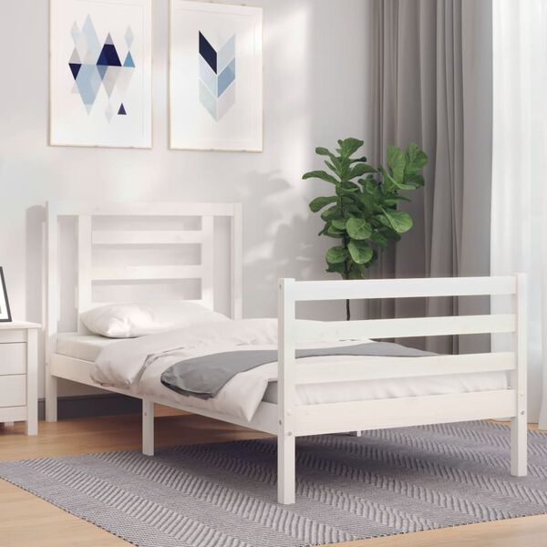 vidaXL Bed Frame without Mattress White 90x200 cm Solid Wood