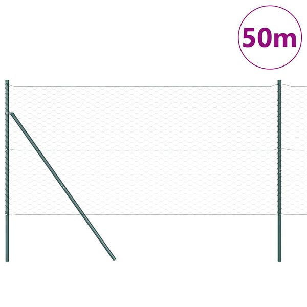 vidaXL Fence Post Grey 50 x 1.4 m (50 mm mesh) Steel and PVC