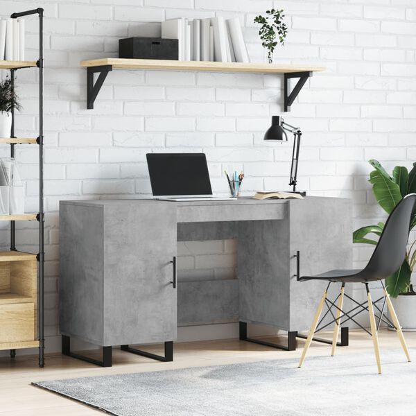 vidaXL Desk Concrete Grey 140x50x75 cm Engineered Wood