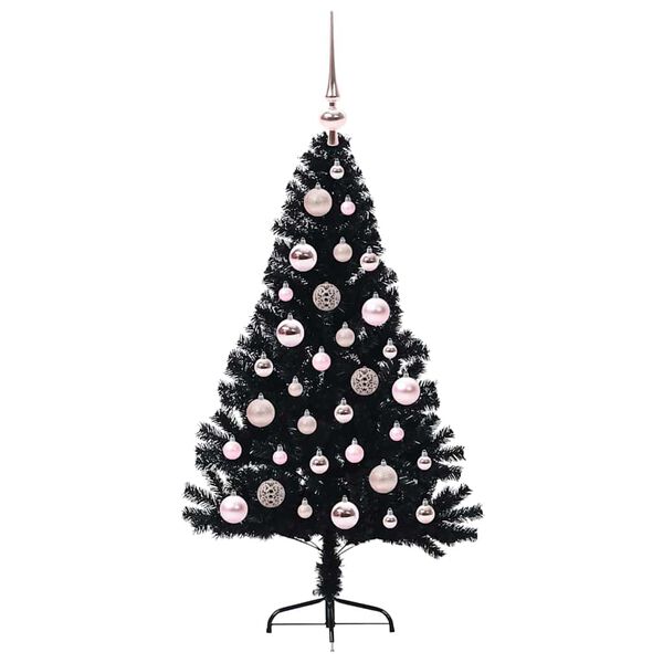 vidaXL Artificial Pre-lit Christmas Tree Black 120 cm PVC