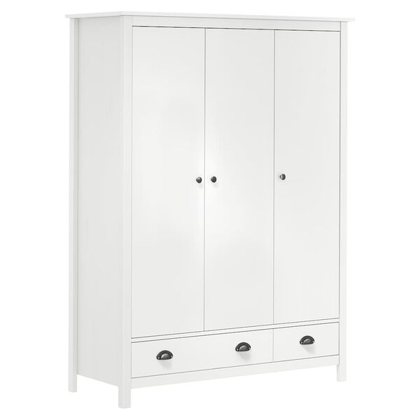 vidaXL 3-Door Wardrobe Hill White 127x50x170 cm Solid Pine Wood