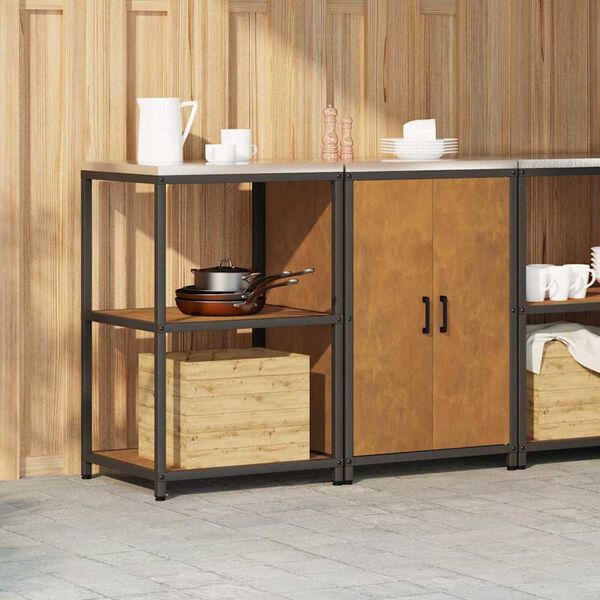 vidaXL Kitchen Storage Set with Shelf 2 pcs Rusty Weathering steel