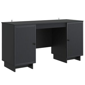 vidaXL Desk Black Engineered Wood 142.5 x 50 x 75 cm