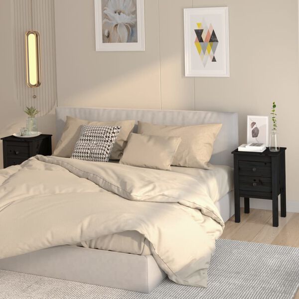 vidaXL Bedside Cabinets 2 pcs Black 40x35x61.5 cm Solid Wood Pine