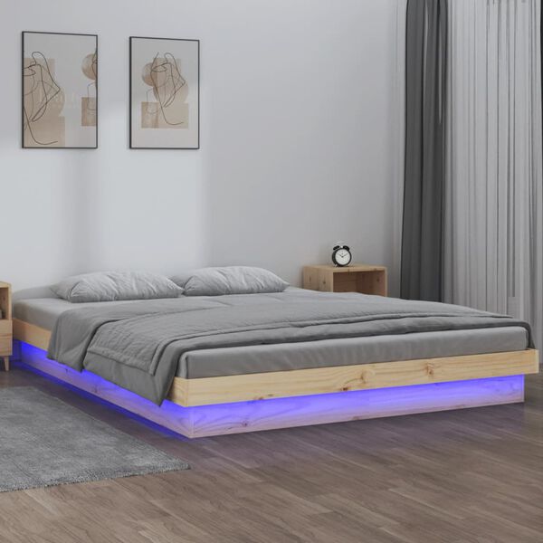 vidaXL LED Bed Frame without Mattress Small Double Solid Wood