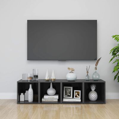 vidaXL TV Cabinet High Gloss Grey 37x35x37 cm Engineered Wood