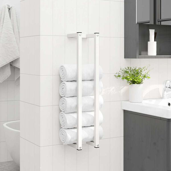 vidaXL Towel Rack White 12.5x12.5x60 cm Steel