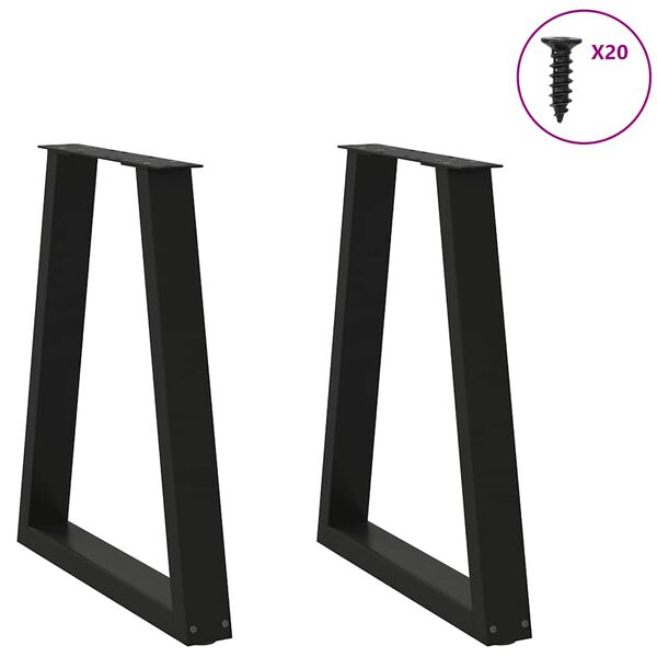 vidaXL Dining Table Legs V-Shape 2 pcs Black 60x(72-73.3) cm Steel