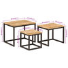 vidaXL Nesting Coffee Tables 3 pcs Solid Wood Mango and Iron