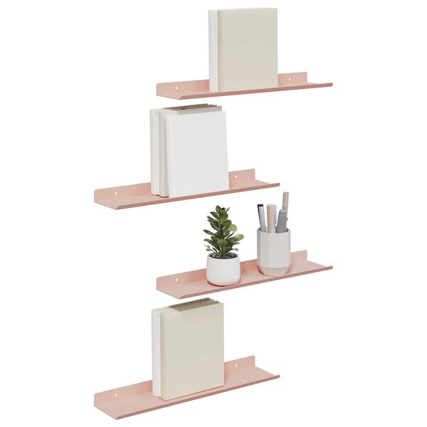 vidaXL Floating Shelf Wall-mounted 4 pcs Pink 40 x 8.5 x 2.5 cm Steel