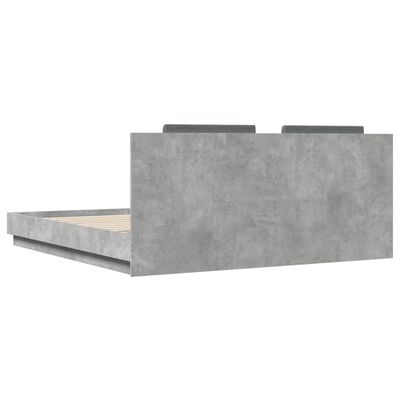 vidaXL Bed Frame with Headboard and LED Lights Concrete Grey 180x200 cm Super King