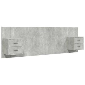 vidaXL Bed Headboard with Cabinets Concrete Grey Engineered Wood
