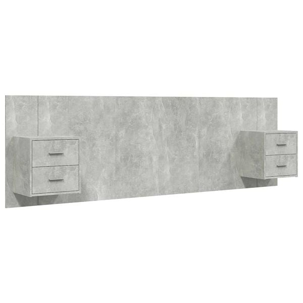 vidaXL Bed Headboard with Cabinets Concrete Grey Engineered Wood