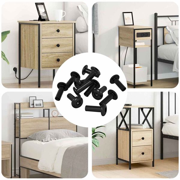 vidaXL Sleeve Nuts 12 pcs Black M4 x 14.5 mm Metal