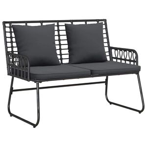 vidaXL Garden Bench Black and Anthracite Poly Rattan