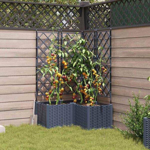 vidaXL Garden Planter 3 pcs Grey 80 x 80 x 143 cm Steel