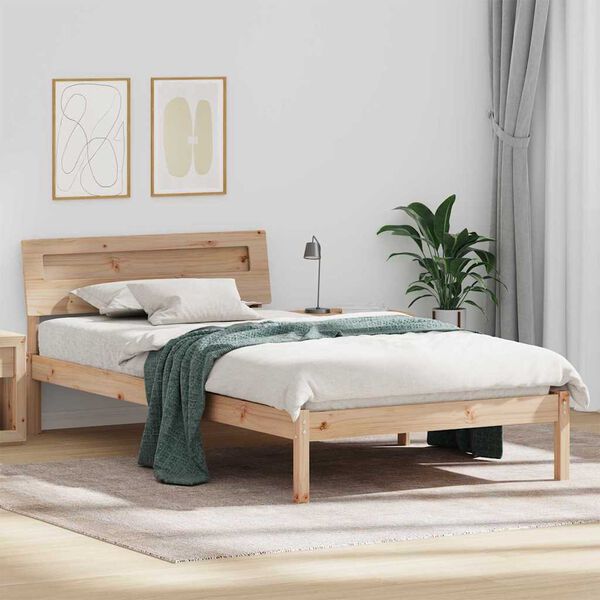 vidaXL Bed Frame with Headboard Brown 80 x 200 cm Solid Pine Wood