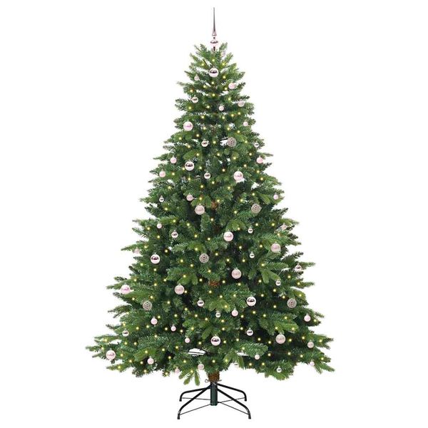 vidaXL Artificial Christmas Tree with 300 LEDs Green 240 cm PE and PVC