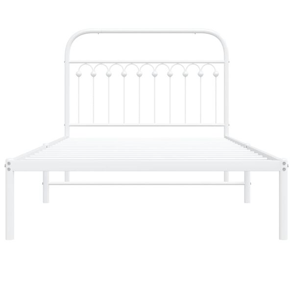 vidaXL Metal Bed Frame without Mattress with Headboard White 107x203cm